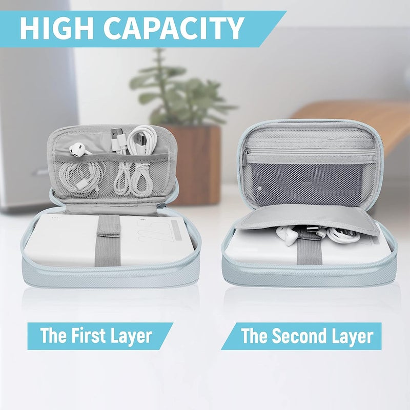 Ambiger Faux Leather Electronic Gadget Travel Organizer, Electronic Accessories Bag, Gadget Organizer Case, Cable Organizer Bag Portable , External Hard Drive Portable Carrying Case (Grey) - Image 3