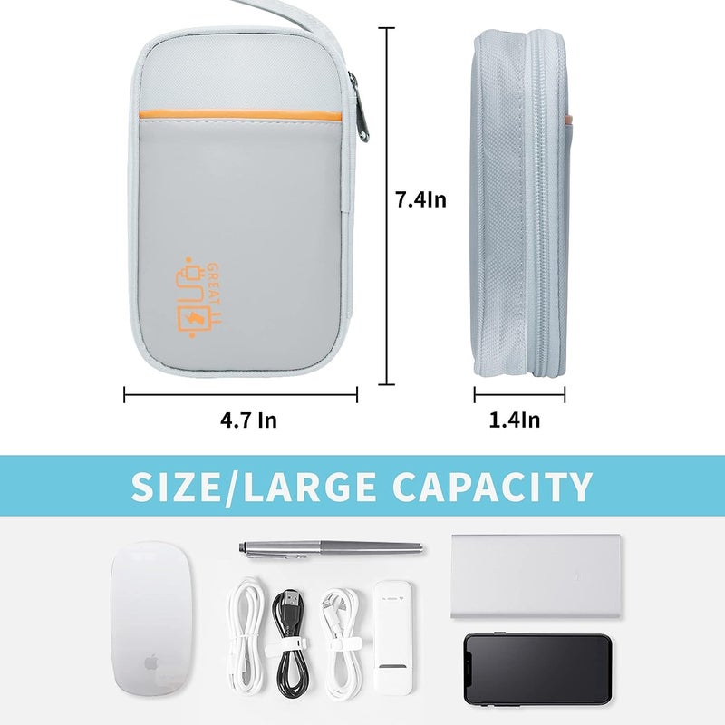 Ambiger Faux Leather Electronic Gadget Travel Organizer, Electronic Accessories Bag, Gadget Organizer Case, Cable Organizer Bag Portable , External Hard Drive Portable Carrying Case (Grey) - Image 4