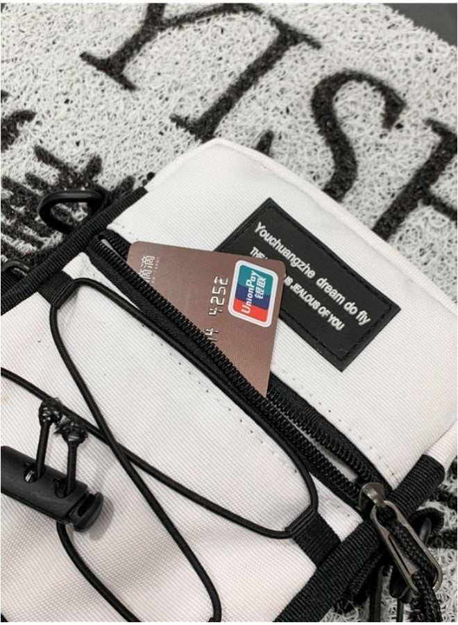 WAOKN Student Korean Style Retro Trendy Shoulder Bag,Cool Personality Crossbody Bag Messenger Bag for Teenagers, College Student Workwear Drawstring Letter Tote Bag Carry Bags Hiking Daypack(White，Black)  - Image 4