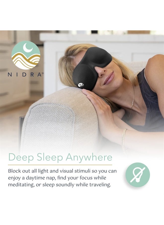 Sleep Mask Light Blocking, Deep Rest Blackout Eye Mask for Sleeping, 3D Comfort Contoured for Side Sleepers, Travel, Yoga, Lightweight and Soft - Black