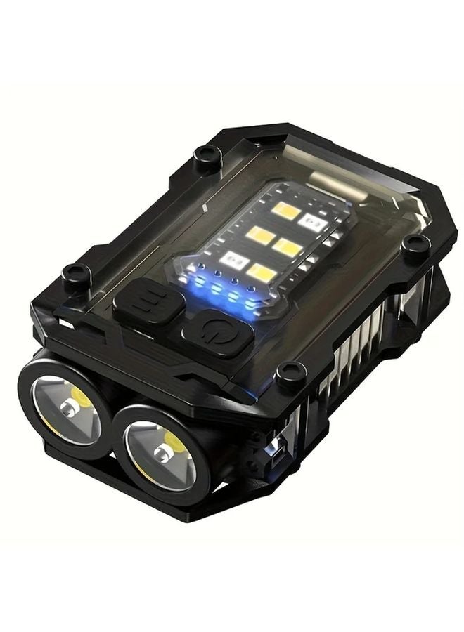 Black Shell High Brightness USB Rechargeable Flashlight Portable Keychain Cap Clip Lamp For Camping Fishing Walking - Image 1