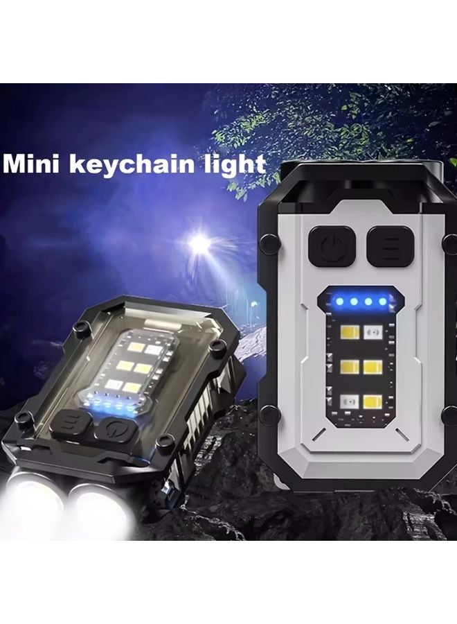 Black Shell High Brightness USB Rechargeable Flashlight Portable Keychain Cap Clip Lamp For Camping Fishing Walking - Image 2