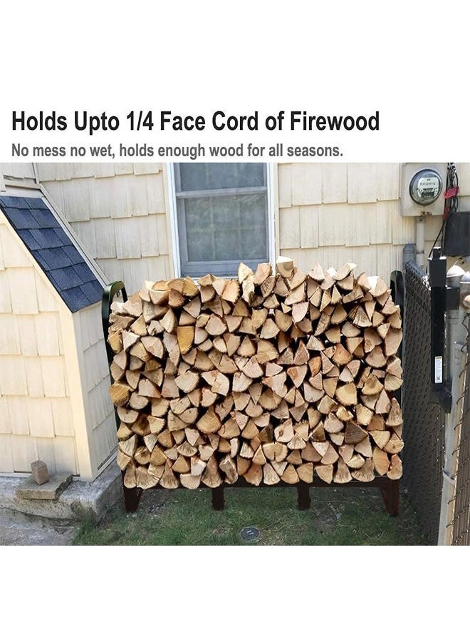 Artibear Firewood Rack Stand 4ft Heavy Duty Logs Holder for Outdoor Indoor Fireplace Metal Wood Pile Storage Stacker Organizer, Matte Black - Image 5