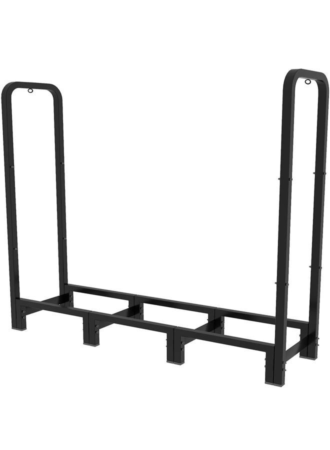 Artibear Firewood Rack Stand 4ft Heavy Duty Logs Holder for Outdoor Indoor Fireplace Metal Wood Pile Storage Stacker Organizer, Matte Black - Image 2