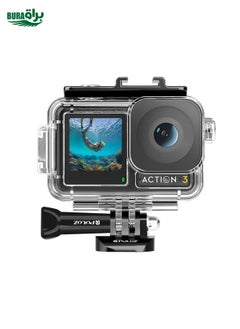 BURAQ For DJI Osmo Action 5 Pro / 3 / 4 PULUZ 40m Underwater Waterproof Housing Diving Case with Cold Shoe & Buckle Basic Mount & Screw  - Image 2