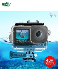 BURAQ For DJI Osmo Action 5 Pro / 3 / 4 PULUZ 40m Underwater Waterproof Housing Diving Case with Cold Shoe & Buckle Basic Mount & Screw  - Image 1