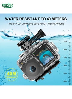 BURAQ For DJI Osmo Action 5 Pro / 3 / 4 PULUZ 40m Underwater Waterproof Housing Diving Case with Cold Shoe & Buckle Basic Mount & Screw  - Image 5
