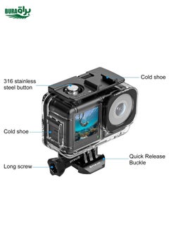 BURAQ For DJI Osmo Action 5 Pro / 3 / 4 PULUZ 40m Underwater Waterproof Housing Diving Case with Cold Shoe & Buckle Basic Mount & Screw  - Image 4