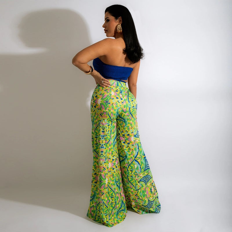 CY9787 Cross-border foreign trade ebay fashion casual wrap chest seaside vacation wrap chest loose wide-leg pants suit Pink M - Image 5