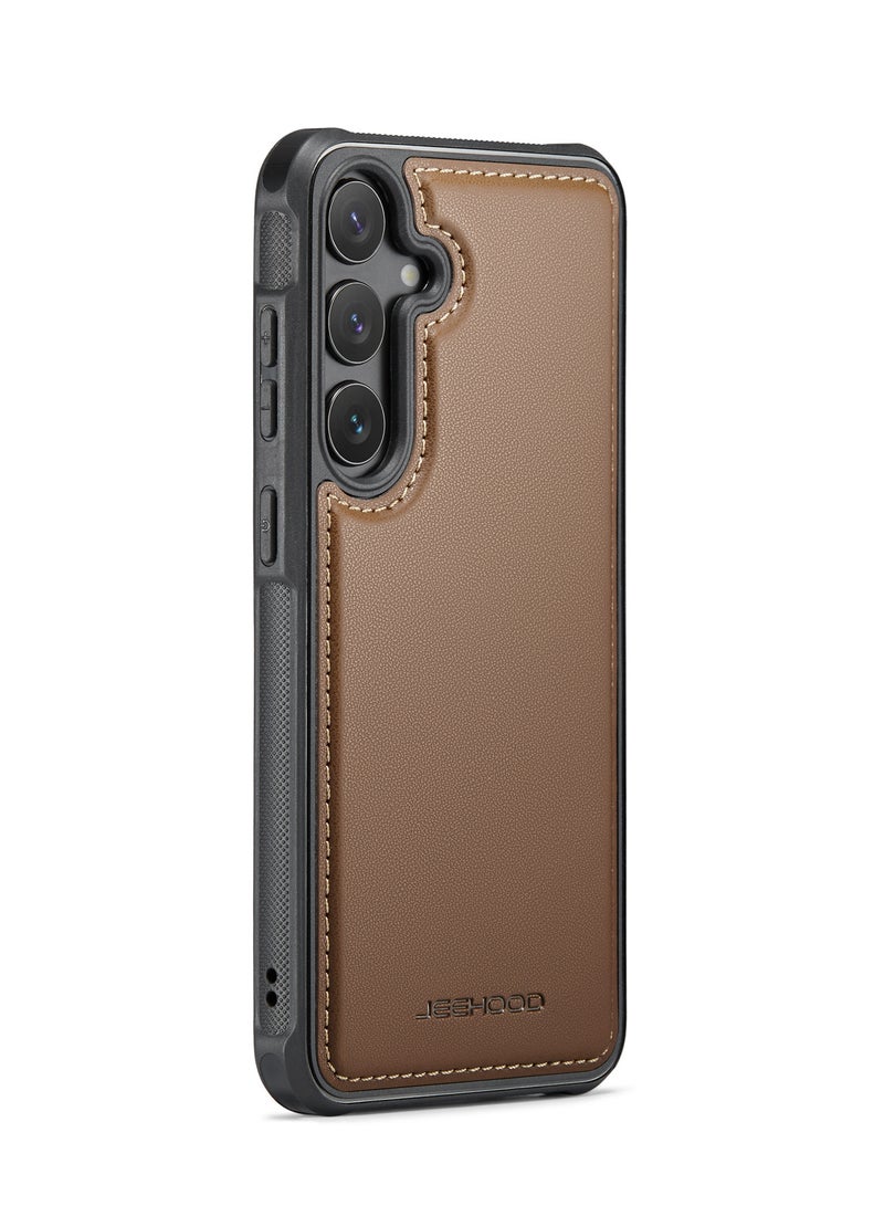 JEEHOOD CaseMe Phone Case Compatible with Samsung Galaxy S23 FE Luxury PU Leather Back Cover Cover Compatible with Samsung Galaxy S23 FE - Brown - Image 2