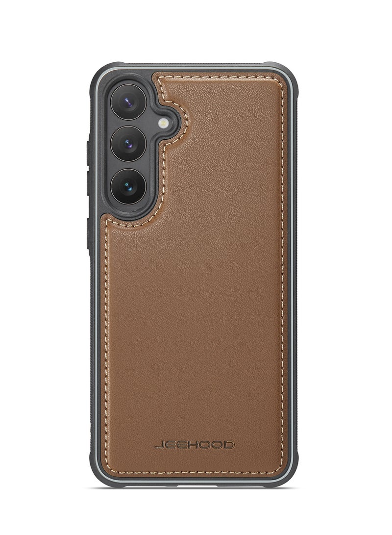 JEEHOOD CaseMe Phone Case Compatible with Samsung Galaxy S23 FE Luxury PU Leather Back Cover Cover Compatible with Samsung Galaxy S23 FE - Brown - Image 3