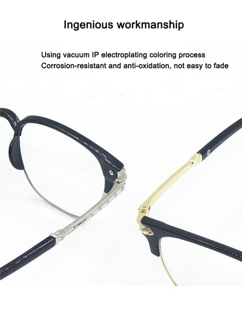 ميون نظارات قراءة ذكية، نظارات قراءة عصرية ذكية، نظارات قراءة كلاسيكية، نظارات قراءة مضادة للضوء الأزرق، للجنسين، إطار مربع، أسود/ذهبي - Image 5