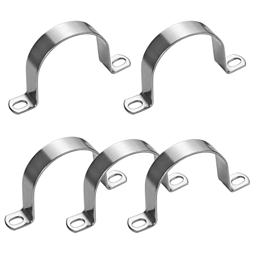 PEROMI 5 PCS 4 Inch Heavy Duty U-Pipe Strap Clamp- 2 Hole,Stainless Steel-304 Rigid U-Bracket Pipe Clamp Hanger Fastener ID 102mm - Image 1