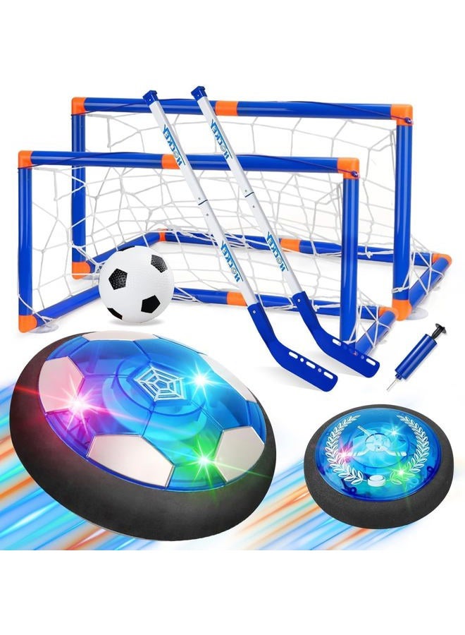 NAZANO 2-in-1 Hover Hockey Soccer Set, USB Rechargeable and Battery Hovering Hockey Game with 3 Goals and Led Lights, Indoor Outdoor Games Toys Gifts for Kids Boys Girls Aged 3 4 5 6 7 8-12 (2-in-1) - Image 1