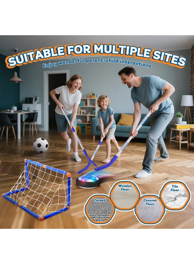 NAZANO 2-in-1 Hover Hockey Soccer Set, USB Rechargeable and Battery Hovering Hockey Game with 3 Goals and Led Lights, Indoor Outdoor Games Toys Gifts for Kids Boys Girls Aged 3 4 5 6 7 8-12 (2-in-1) - Image 3