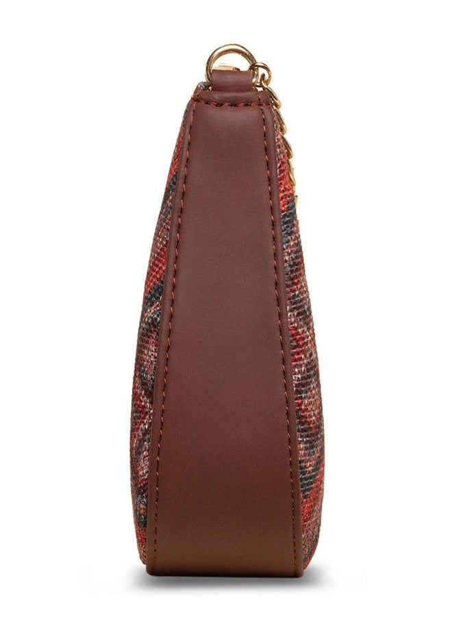 ZOUK Baguette Bag | Crossbody Bags for Women | Women's Handbags | Stylish Sling Bag for Woman | Vegan Leather Evening Bag | Travel & Office Use | Purse and Wallet | Gwalior Weaves Print - Image 5