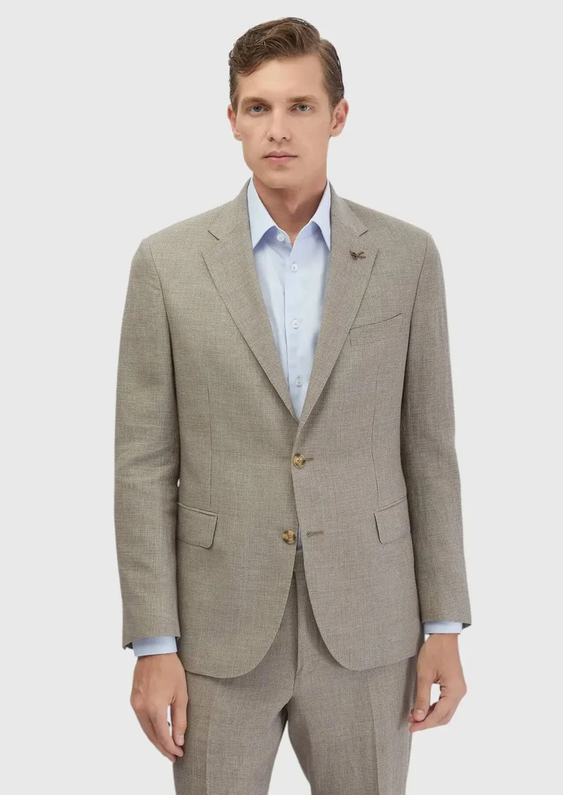 RAMSEY Brown Zeroweight Slim Fit Wool Blended Suit