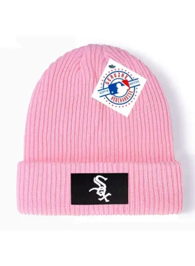 New Era MLB Chicago White Sox Pink Rib Knit Beanie - Chic Warm Winter Streetwear Cap