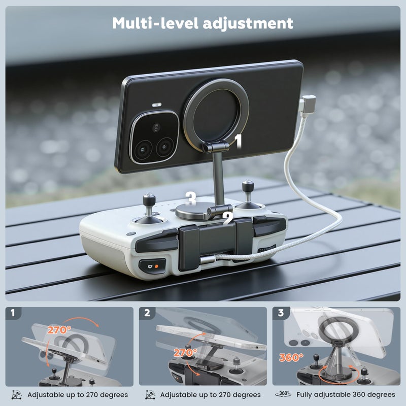 STARTRC Adjustable Magnetic Phone Stand for DJI RC-N1/N2/N3 Remote Control,for DJI Neo 2/ Mini 4K/ Mini 5 Pro/ 4 Pro/ 3/ Air 3S/Avata 2 Drone Accessories - Image 4