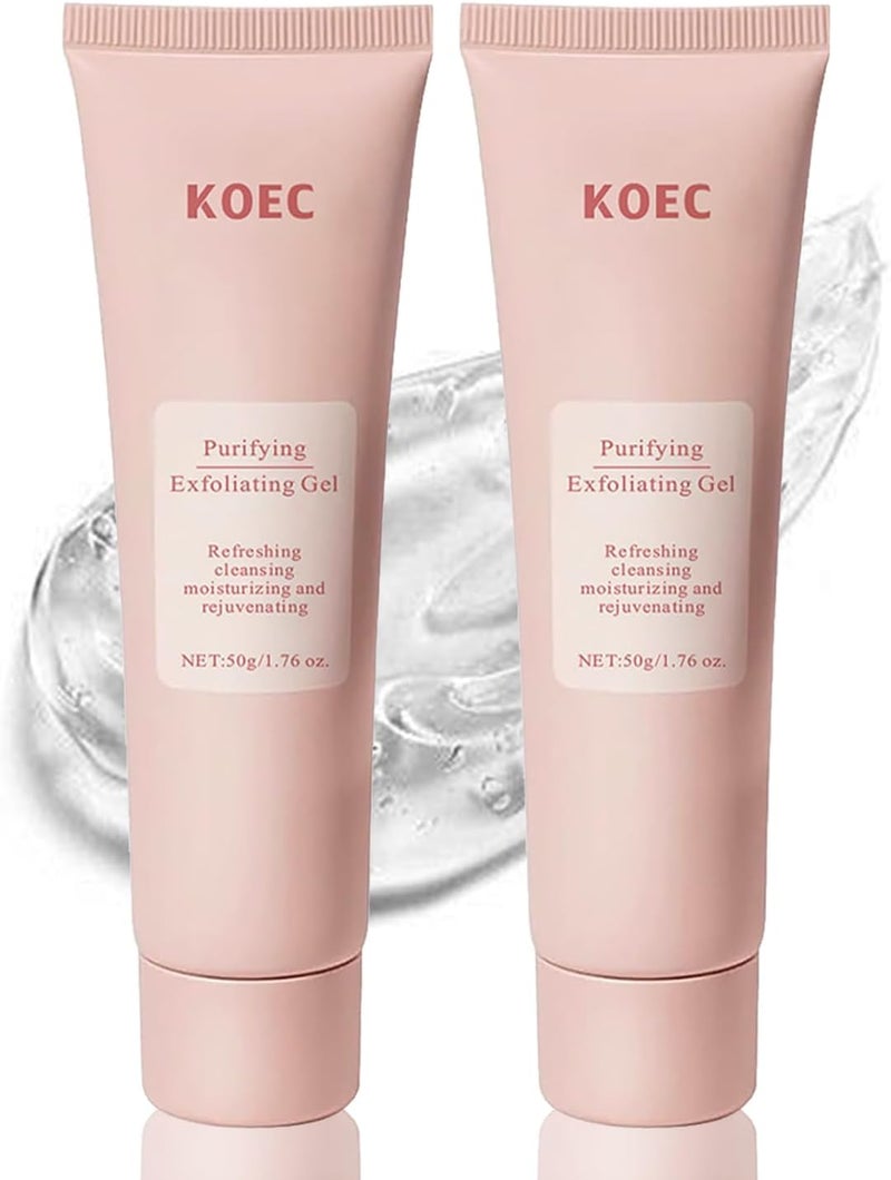 ® 2 Pcs Purifying Exfoliating Gel for Face, Gentle Exfoliating Gel for Dirt & Oils, Shrinks Pores and Smooth Skin Texture, Body & Facial Exfoliator Scrub, Suitable for All Skin Types - Image 1