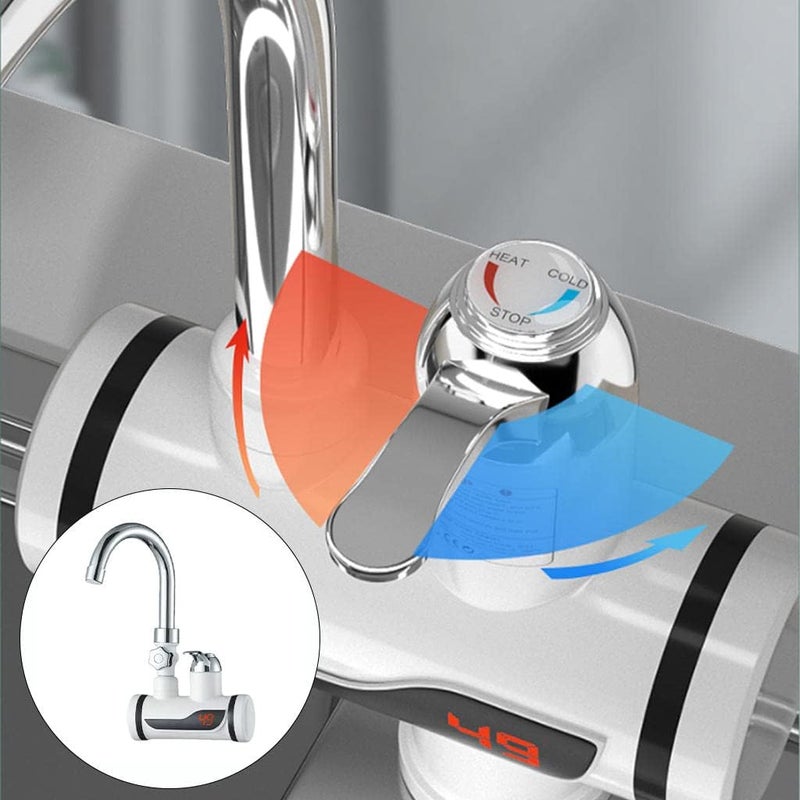 klarako Tankless Electric Water Heater with Temperature Display, Shower Heater Water Heating Tap for Home and Bathroom Facilities  Lateral Adapter - Image 3