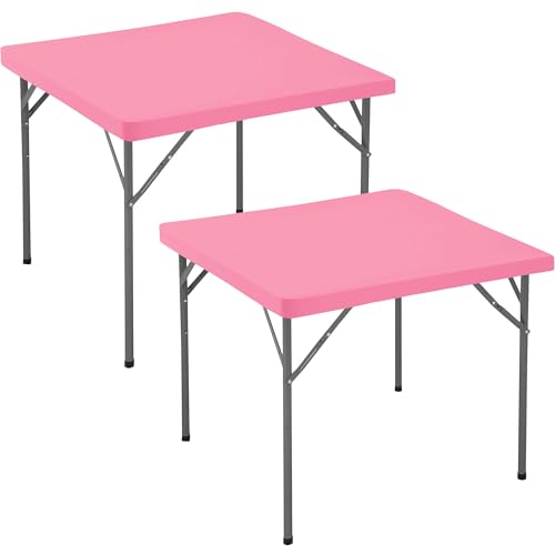 Enjoyidea Fitted Square Tablecloth 36x36 Inch2 Pack Pink Elastic Spandex Table ClothesSmall Stretch Card Folding Table Cover Topper Cap for Kitchen Dining Picnic Patio Outdoor Party Tables - Image 1