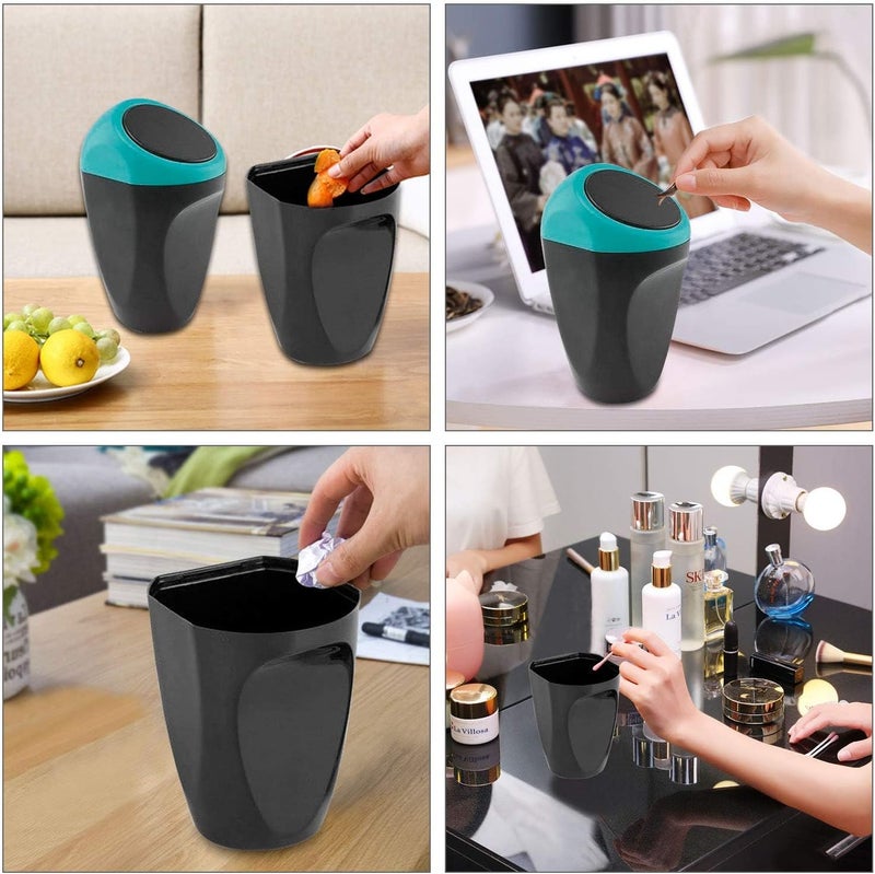 MRCARTOOL Mini Car Trash Can - Blue Plastic Garbage Bin for Car Interior, Office, and Home - Image 4