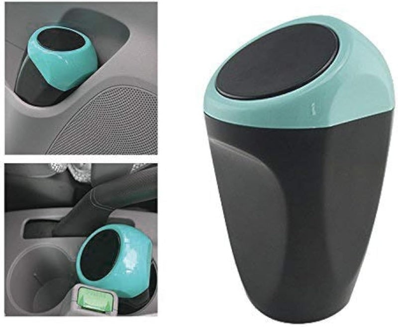 MRCARTOOL Mini Car Trash Can - Blue Plastic Garbage Bin for Car Interior, Office, and Home - Image 1