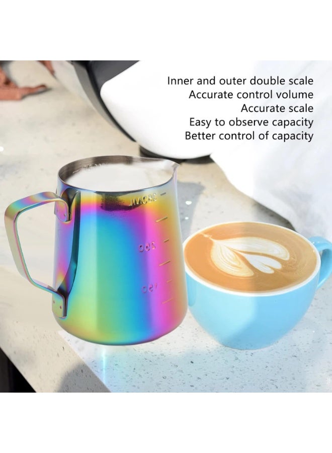 إبريق رغوة الحليب من الستانلس ستيل 0.35 لتر – Milk Frother Pitcher لصنع رغوة الحليب والكابتشينو واللاتيه بسهولة، إبريق حليب احترافي للمقهى والمنزل، تصميم مقاوم للصدأ مع مؤشر سعة دقيق، مثالي لتحضير القهوة والمشروبات الساخنة والباردة، سهل الغسيل والاستخدام، مناسب للمطاعم والمقاهي والمطبخ، مع قاعدة كراف لمزيد من الثبات والمتانة – متعدد الألوان - Image 1