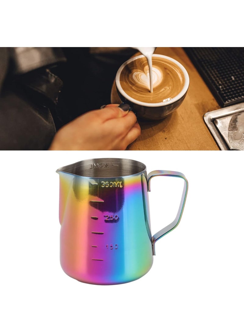 إبريق رغوة الحليب من الستانلس ستيل 0.35 لتر – Milk Frother Pitcher لصنع رغوة الحليب والكابتشينو واللاتيه بسهولة، إبريق حليب احترافي للمقهى والمنزل، تصميم مقاوم للصدأ مع مؤشر سعة دقيق، مثالي لتحضير القهوة والمشروبات الساخنة والباردة، سهل الغسيل والاستخدام، مناسب للمطاعم والمقاهي والمطبخ، مع قاعدة كراف لمزيد من الثبات والمتانة – متعدد الألوان - Image 4