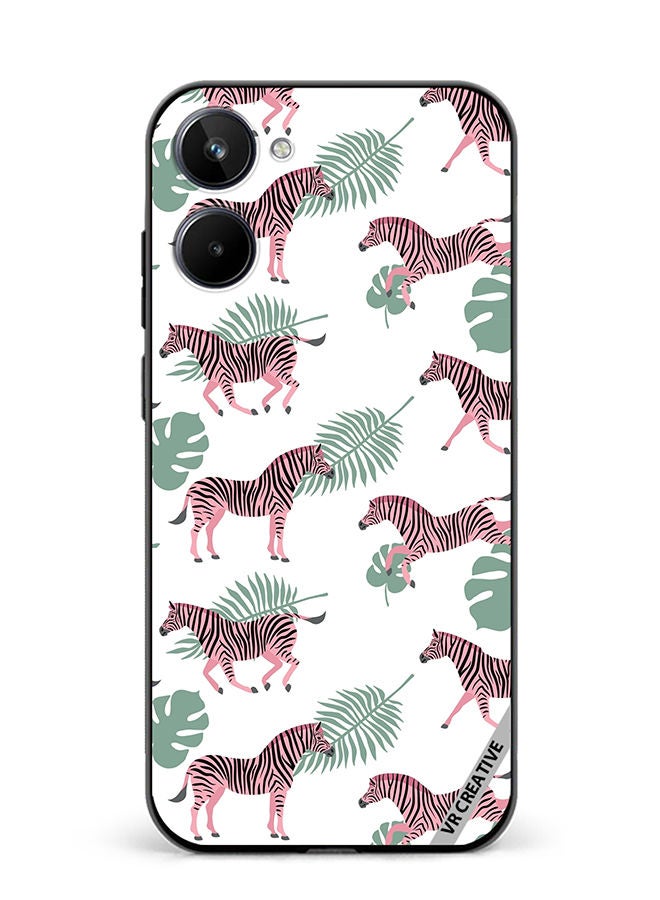 VR CREATIVE Protective Case Cover For Realme 10 Vector Zebra And Palm Leaves Isolated On White Design Multicolour - Image 1