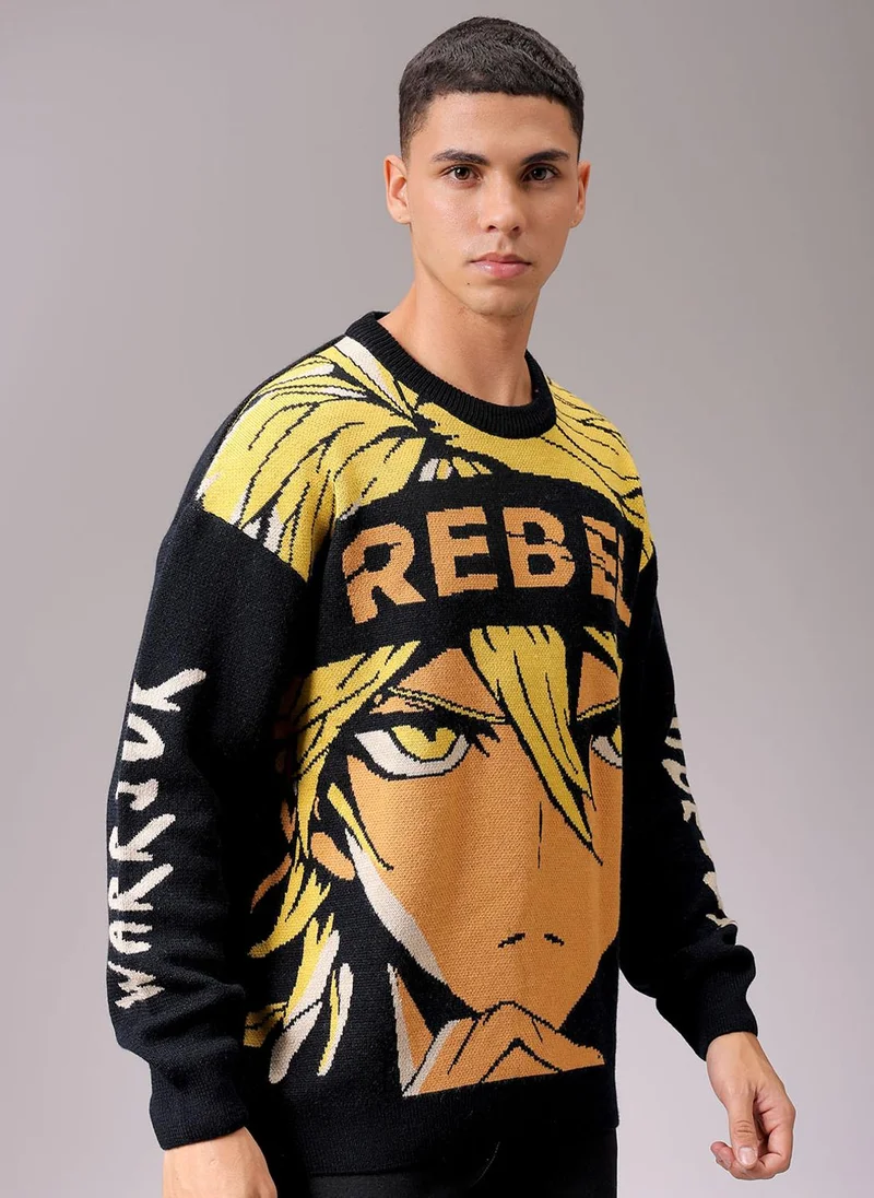 ذا انديان كراج كو Men Oversized Anime Crew Neck Sweater