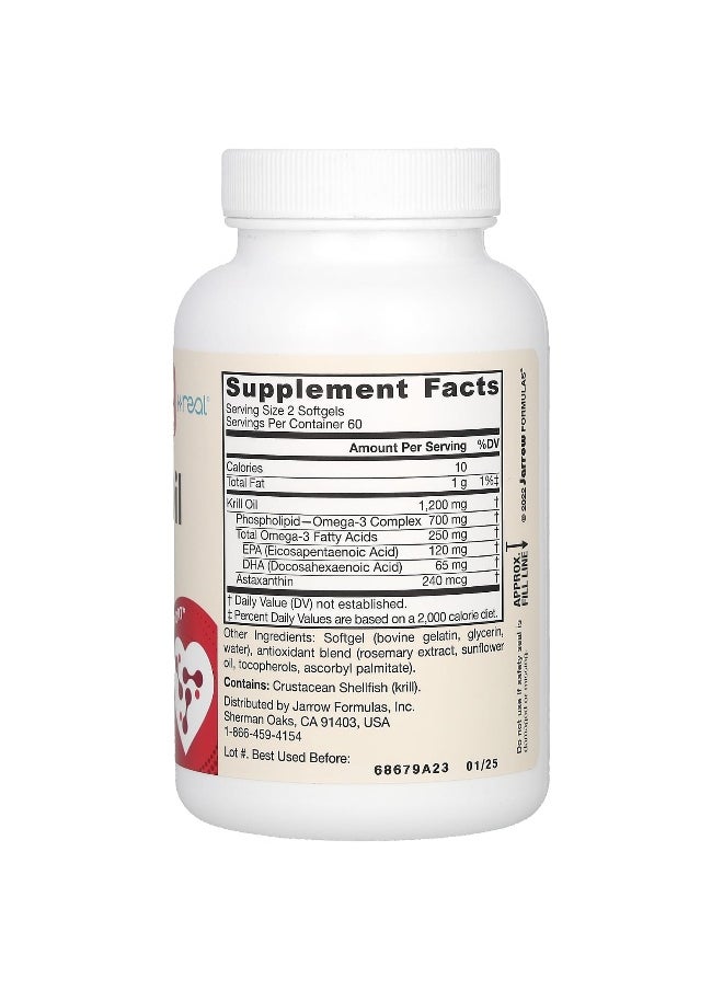 jarrow formulas Jarrow Formulas, Krill Oil, 1,200 mg, 120 Softgels (600 mg per Softgel)  - Image 2