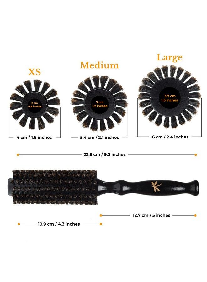 Belula 100% Soft Boar Bristle Round Brush For Blow Drying Set. Round Hair Brush With Medium 2.1” Wooden Barrel. Hairbrush Ideal To Add Volume And Body. Free 3 X Hair Clips & Travel Bag. - Image 4