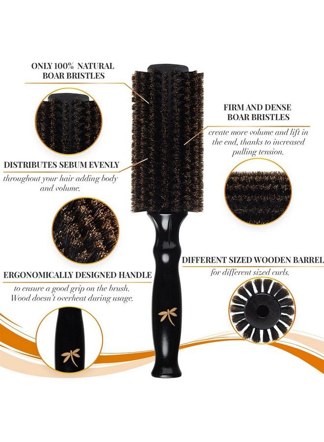 Belula 100% Soft Boar Bristle Round Brush For Blow Drying Set. Round Hair Brush With Medium 2.1” Wooden Barrel. Hairbrush Ideal To Add Volume And Body. Free 3 X Hair Clips & Travel Bag. - Image 3