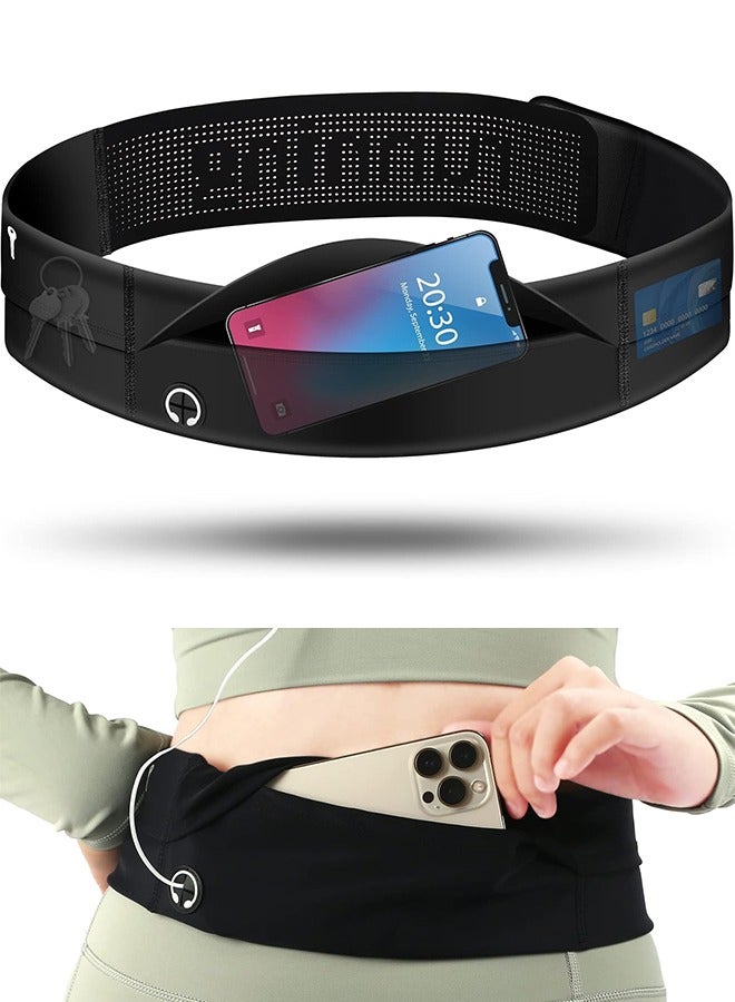 UETEEY Ultra Slim Running Belt for Adults, Adjustable and Breathable Running Fanny Pack Water Proof Money Belt Running Waist Pack with Phone & Water Bottle Holder for Jogging Cycling Hiking  - Image 1