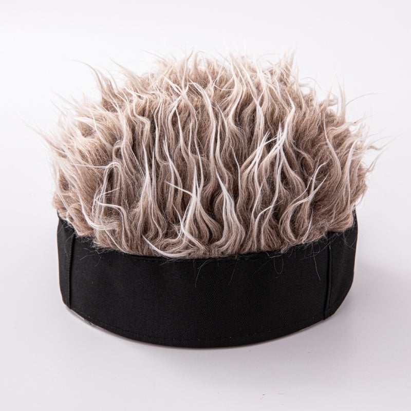 simulation wig hat handsome hip-hop short hair hat retro spoof beanie hat melon skin rogue landlord hat wholesaleBlack hat Curry hair Black hat Curry hair