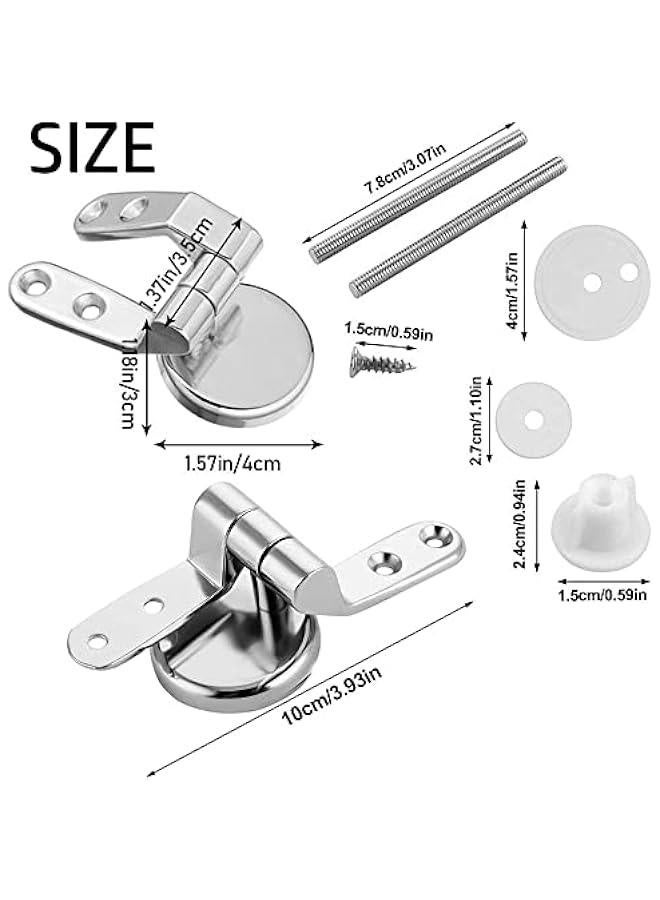 1 Pair Toilet Seat Hinges Zinc Alloy Replacement Parts-Adjustable Toilet Chrome Hinges with Fittings Toilet Seat Replacement Mountings - Image 2
