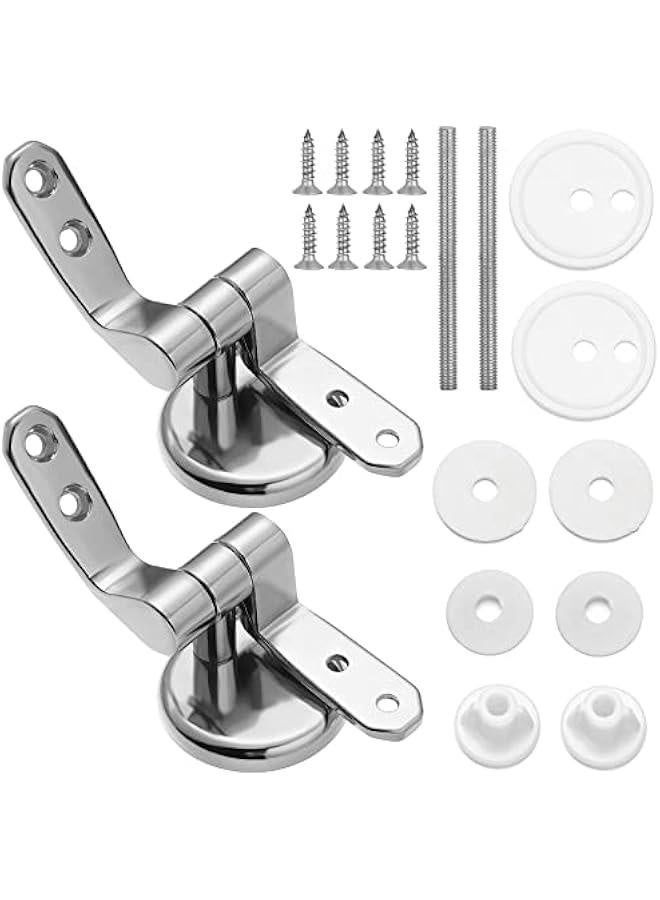 1 Pair Toilet Seat Hinges Zinc Alloy Replacement Parts-Adjustable Toilet Chrome Hinges with Fittings Toilet Seat Replacement Mountings - Image 1