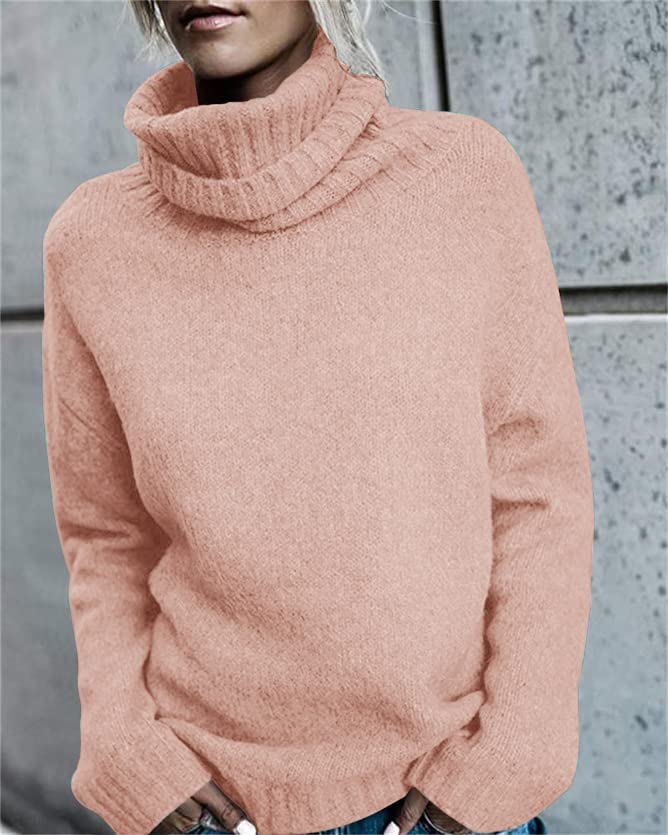 FISACE Womens Oversized Turtleneck Pullover Sweater Cable Knit Long Sleeve Sweater Tops - Image 2