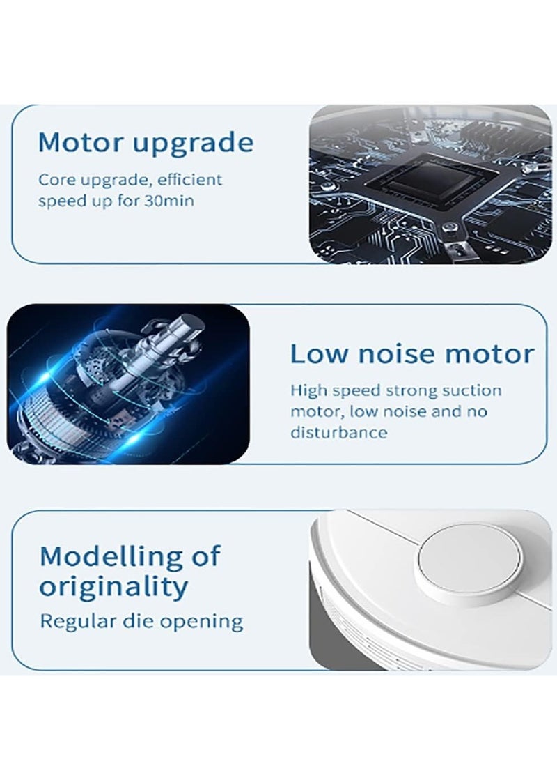 Sweeping Robot Vacuum Cleaner, 3-in-1 Smart Robot Vacuum with Smart Chip Obstacle Avoidance Sensing, Slim Design, Low Noise, for Carpets, Hard Floors, Pet Hair