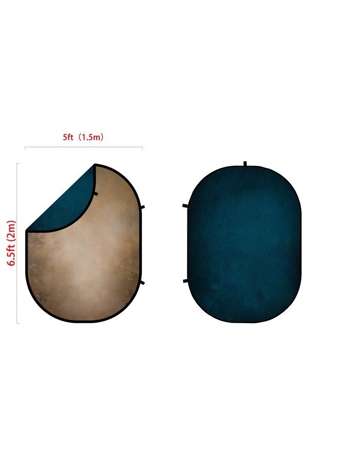 Kate Collapsible Backdrop Brown Blue Pop Up Background Portable for Headshot and Portrait Photography, Video, 5x6.5ft - Image 1