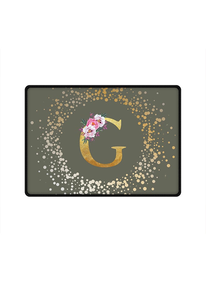Stylizedd Designer Gaming Mouse Pad Anti-Skid Mousepad Large Keyboard Mouse Pad Desk Mat Custom Monogram Initial Letter Floral Pattern Alphabet - G(Olive Green)  - Image 1