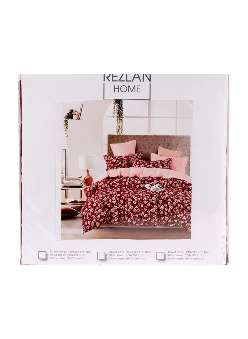 REZLAN UAE ريزلان الإمارات - أطقم أغطية لحاف أنيقة - ملكي، مزدوج، كامل (غطاء لحاف: 205x205 سم - ملاءة مشدودة: 180x200 سم - 2 غطاء وسادة: 50x75 سم) قماش ميكروفايبر لمتانة ونعومة إضافية (بوردو) - Image 5
