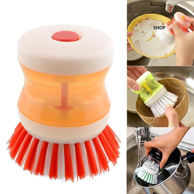 Winberg (R) Round Kitchen Bathroom Brush with Liquid Soap Dispenser Pack of 3 Multicolour BRUSH03 - Image 3
