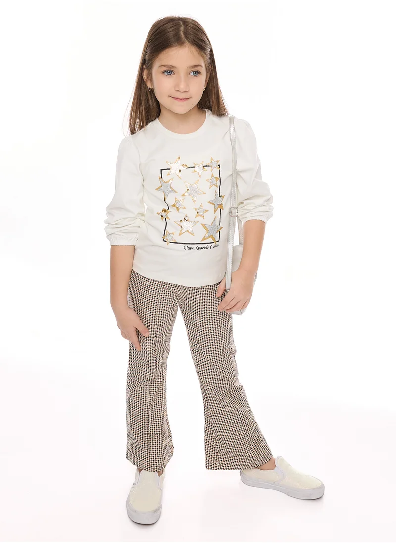 victor and jane Girls 2 pc Set - Reversible Sequins Top With Flared Leggings