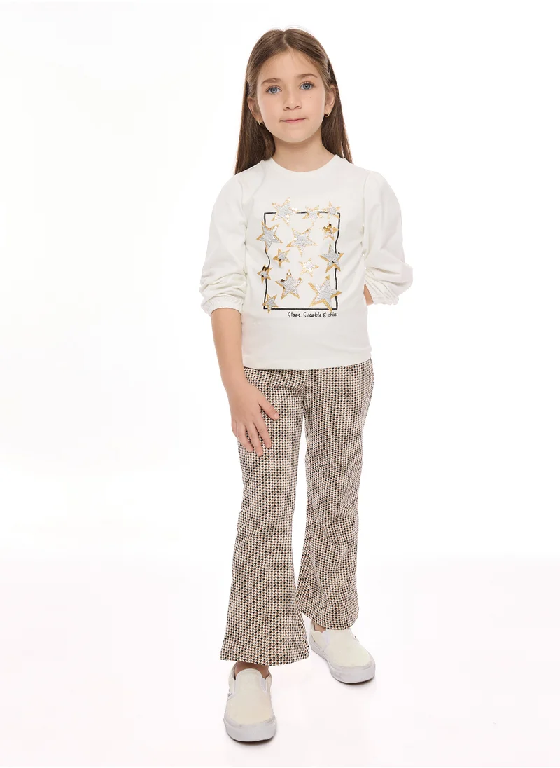 victor and jane Girls 2 pc Set - Reversible Sequins Top With Flared Leggings