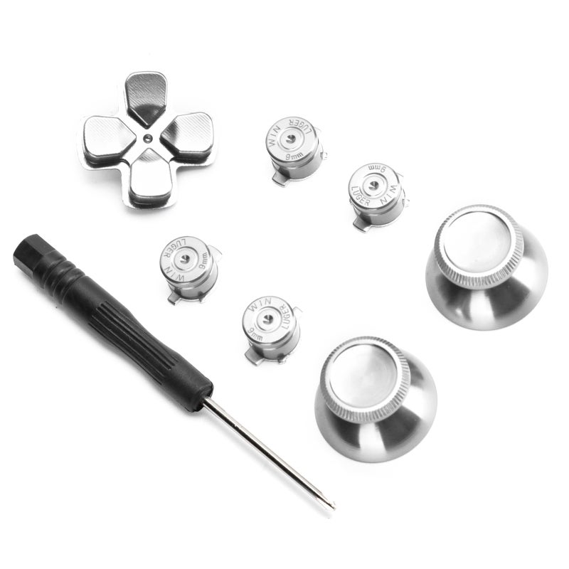 Aluminum Alloy PS4 Controller Button Set - Durable Metal Thumbsticks and Buttons Replacement with Screwdriver for Game Console - Image 2