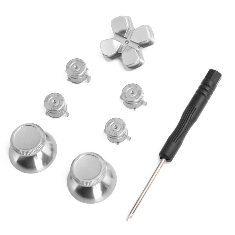 Aluminum Alloy PS4 Controller Button Set - Durable Metal Thumbsticks and Buttons Replacement with Screwdriver for Game Console - Image 1