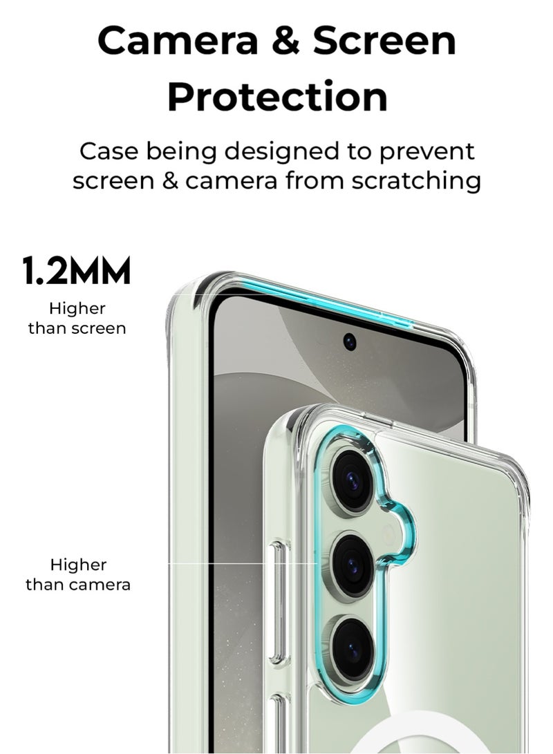 جلاسولوجي For Galaxy S24 FE MagSafe Clear Case Shockproof Protective Phone Cover, Non-Yellowing - Image 4